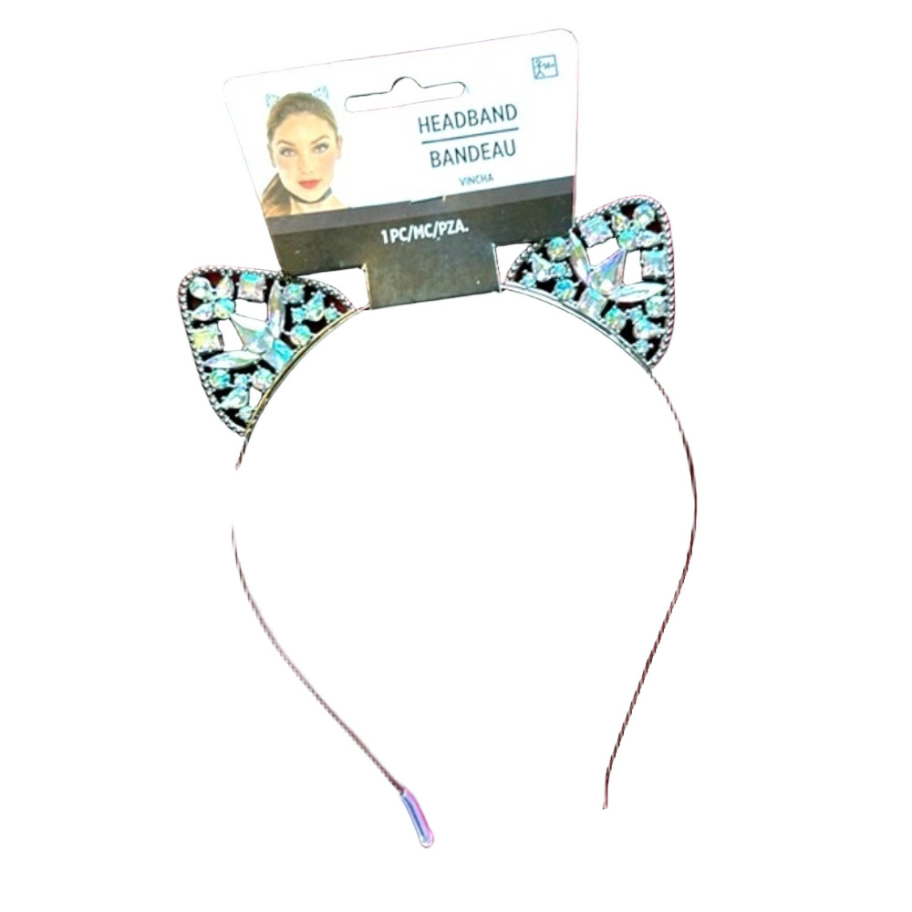 Cat Ear Adult Crystal Bejeweled Cat Ear Headband NEW Costume